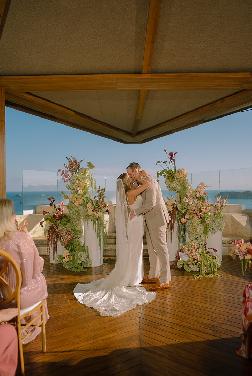 Keaton wearing Anne Barge Wedding Dress